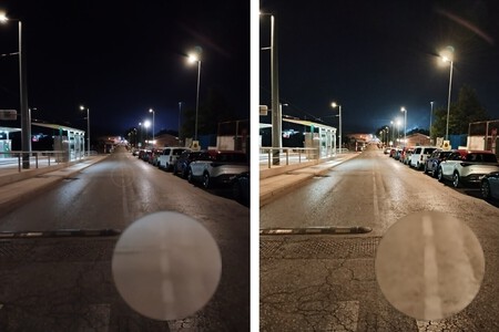 Câmera traseira sem modo noturno (esq.) e com modo noturno (dir.) | Imagem: Xataka