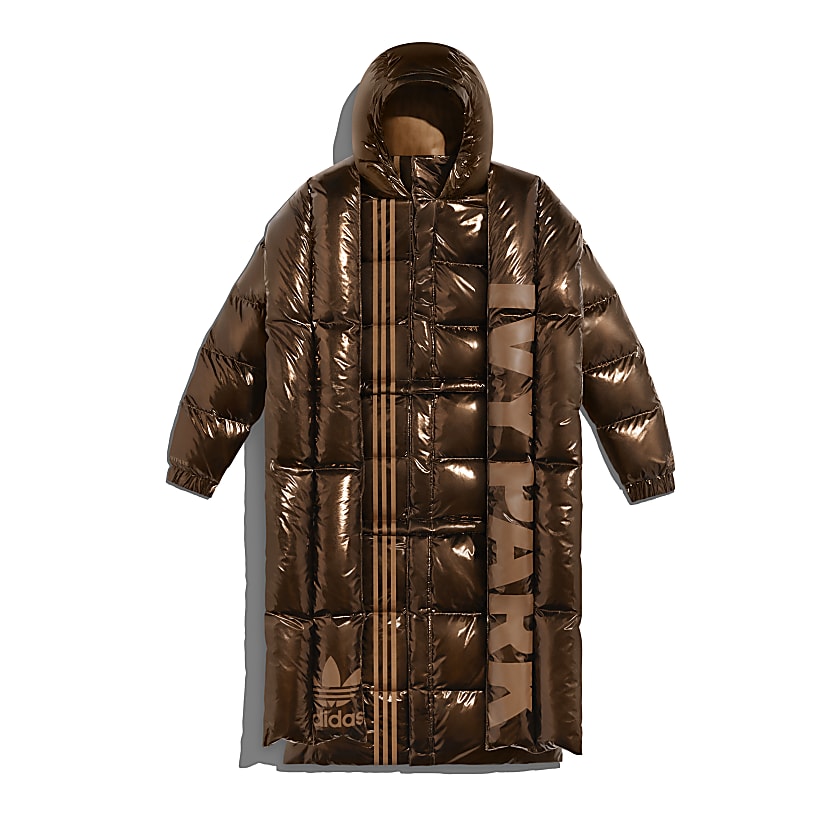 Chaqueta puffer larga con capucha y detalle metálico