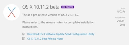 Apple distribuye la primera beta de OS X 10.11.2 a los desarrolladores