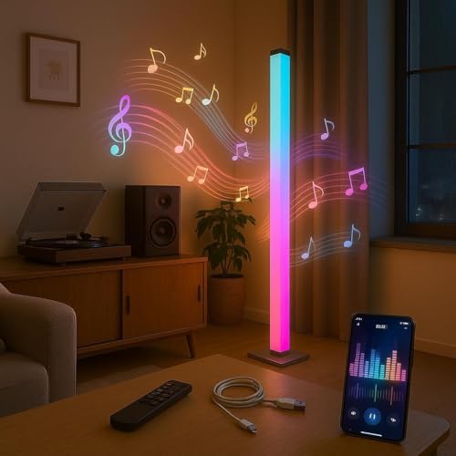 Lámpara LED RGB de Pie con Sincronización Musical 