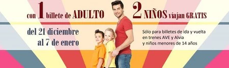 Billetes de tren gratis para niños en Ave y Alvia hasta el 7 de enero 