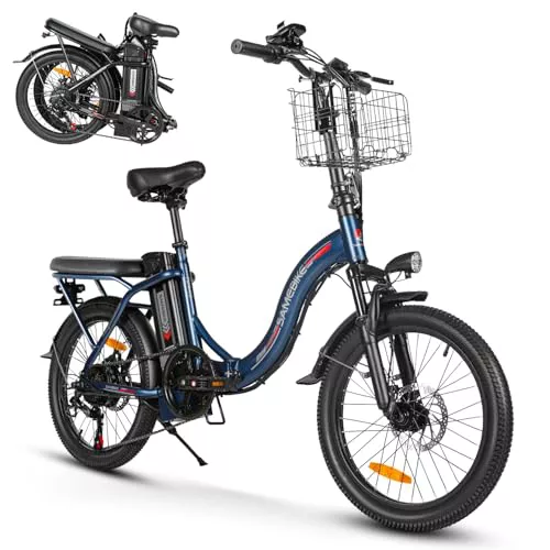 SAMEBIKE Bicicleta Eléctrica Adultos, 20'’ E-Bike con pedaleo asistido Batería 36V 13AH Bici Eléctricas de Montaña con Marco Frontal y Soporte para teléfono