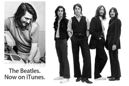 Steve Jobs, el quinto Beatle, da la bienvenida a iTunes a la banda de Liverpool