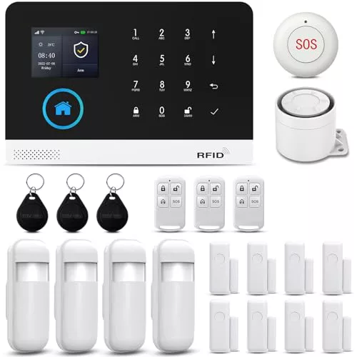 Sistema de Alarma, Alarmas para Casa WiFi gsm 2G Casa con App, 21-Piezas
