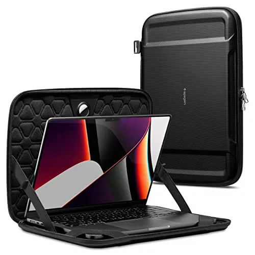 Spigen Funda Bolsa Rugged Armor Pro Protectora para portátil Compatible con Macbook Pro Pouch 14 Pulgadas MacBook Air 13 Pulgadas M5 (2025)/M4 Pro/M4 MAX (2024) M3/M2/M1 Pro/MAX (2023-2021) - Negro