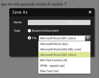 Usa Buzzword para crear o convertir documentos de Office 2007