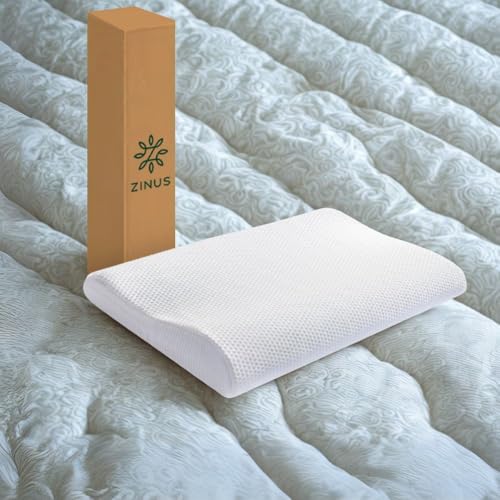 Zinus | Almohada de Memory Foam Ergonómica | Soporte especializado para Cuello | Espuma viscoelástica de Alta Densidad