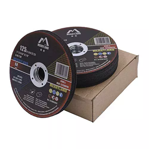 Merryland Disco de Corte 125 Metal para Amoladora Angular, 125 X 1,0 X 22,23 mm Disco Corte 25 Piezas, Acero INOX Hierro, Craft-Line C13081042