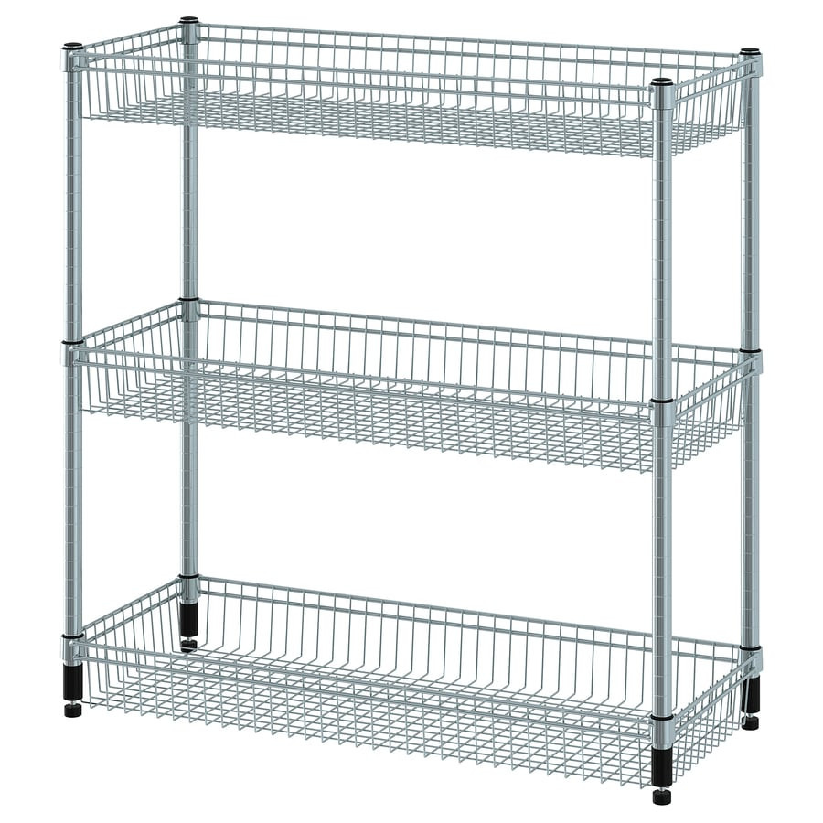 OMAR - Estantería con 3 cestos, galvanizado, 92x36x94 cm