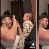 Las más tiernas carcajadas de un bebé cuando su padre le hace trucos de magia 