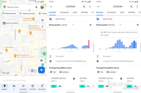Google マップのピーク時間帯の店舗