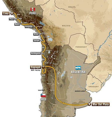 El Dakar 2012 recorrerá Argentina, Chile y Perú