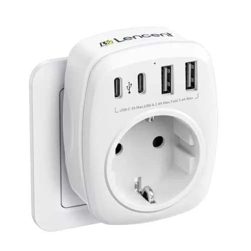 LENCENT Ladron Enchufes, Cargador USB de Pared con 1 Toma de CA