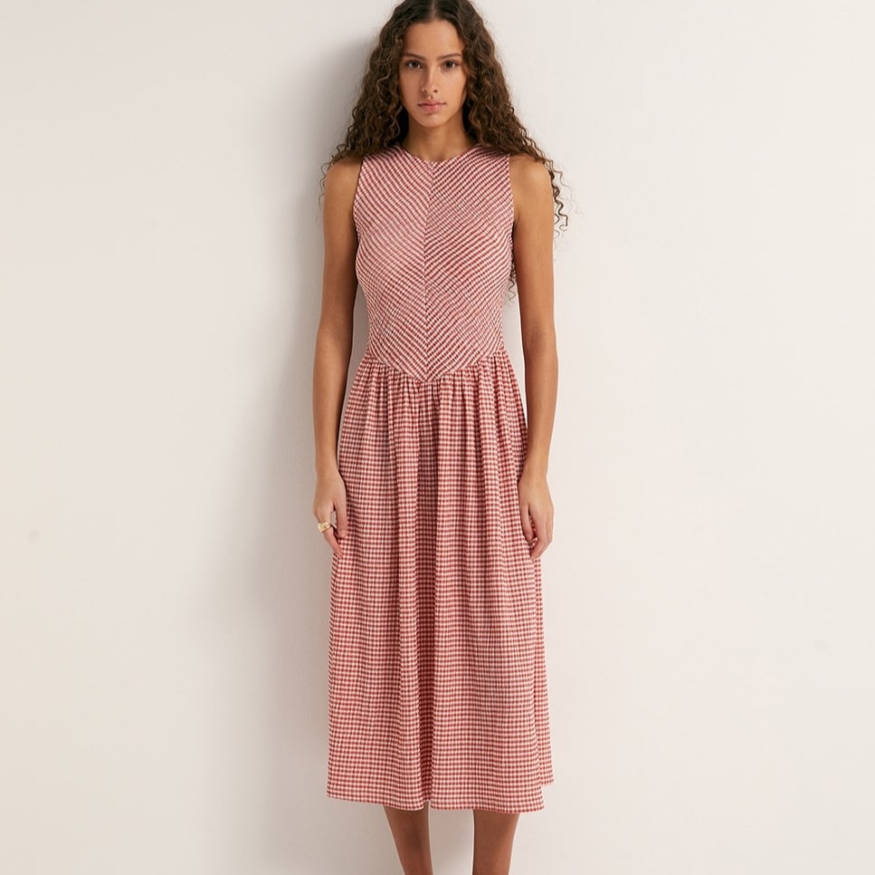 Vestido midi de cuadros Sfera