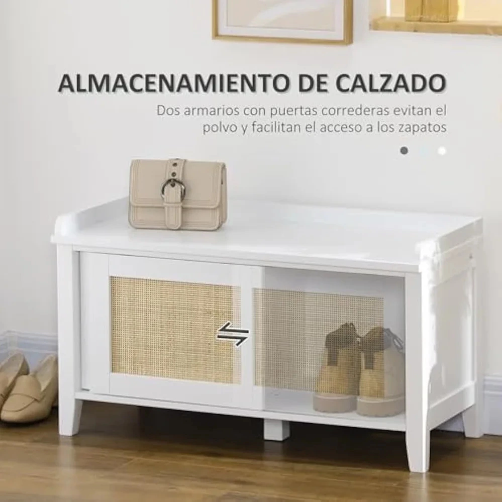 Banco Zapatero con Asiento Mueble Zapatero con Banco 2 Puertas de Ratán