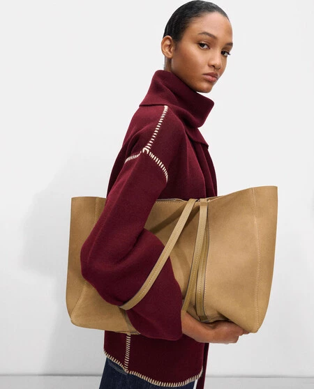 Bolso De Hombro Estilo Shopper De Piel Con Cierre Imantado Y Neceser Extraible