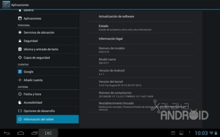 Versión del Hannspree Hannspad