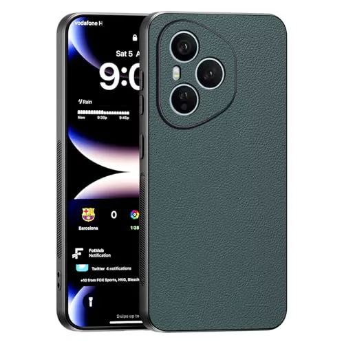 TAUYN Funda para Honor 400 Pro, Ultradelgado Premium PU Cuero Atrás Case, Marco de Silicona Suave, Anti-choques Antiarañazos Bumper Cover Carcasa - Verde