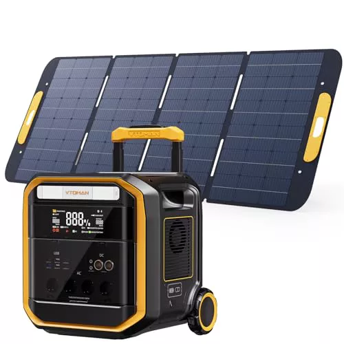 VTOMAN FlashSpeed Pro 3600 Estación de Energía Portátil con Panel Solar de 400W, Generador Solar LFP Batería, 3096Wh Capacidad Ampliable a 6192Wh, Carga Rápida al 100% en 2 Horas para Camping, Hogar