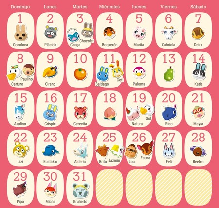 Calendario de cumpleaños. Todos los cumpleaños 2020 8 marcha