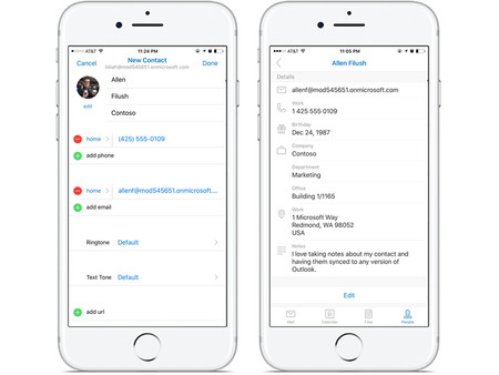 Microsoft actualiza Outlook, que ahora permite la gestión completa de los contactos en iOS y Android