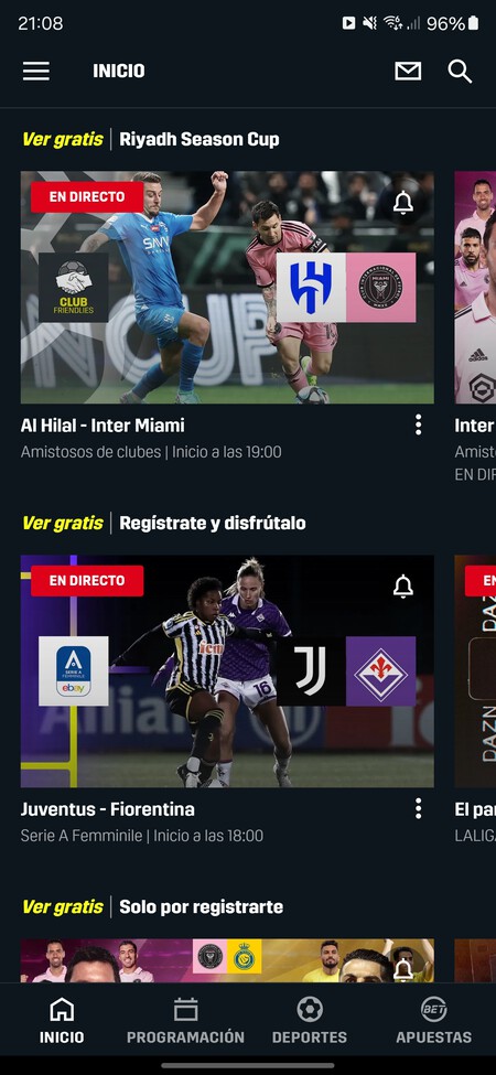 DAZN gratis desde el móvil
