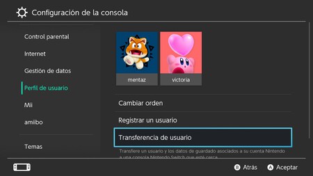 Transferir Usuarios Nintendo Switch