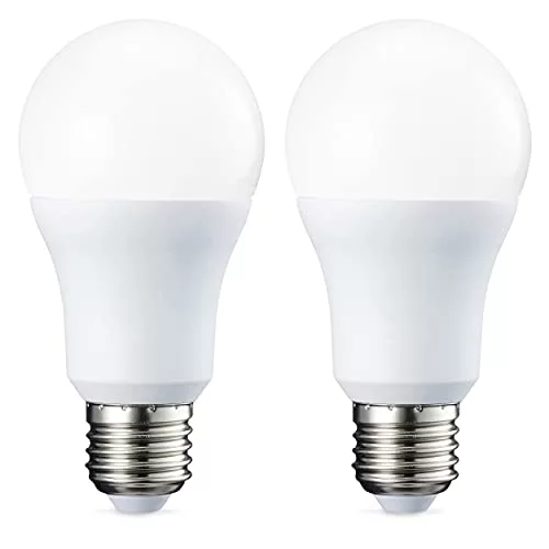Amazon Basics Bombilla LED Esférica E27, 10.5W (equivalente a 75W), Blanco Cálido, Regulable - 2 unidades