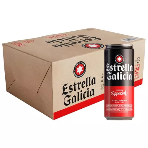Estrella Galicia Especial - Cerveza Lager Especial, Pack de 24 Latas x 33 cl, Sabor Ligero y Amargo, Aroma a Lúpulo, 5,5% Volumen de Alcohol