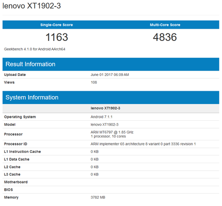 Moto M2 Geekbench