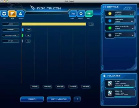 Disk Falcon, vista de diagrama de barras