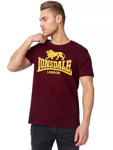 Lonsdale London Logo Hombre Camiseta Rojo M 100% algodón Regular