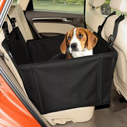 Asiento de coche para perro extra estable – Asiento reforzado para perros de tamaño mediano con 4 correas de sujeción, robusto e impermeable asiento de coche para mascotas para asiento posterior