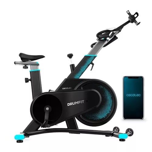 Cecotec Bicicleta Indoor DrumFit Indoor 7000 Magno Connected. Resistencia Magnética, Conectividad Bluetooth, Diseño Compacto, Sillín y Manillar Ergonómicos y Ajustables, Pantalla LCD