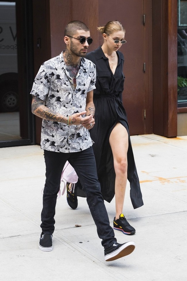 gigi hadid zayn malik street style collar