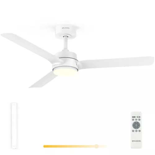 Grunkel - Ventilador de Techo con luz LED 18W y aspas de plastico modo verano/invierno- Mando a distancia. 6 velocidades. Temporizador 8h - 30W (119cm)
