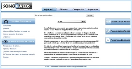 Sonowebs, convirtiendo los contenidos de textos de los blogs en contenido de audio