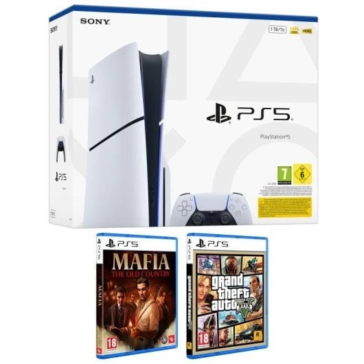 Sony Playstation 5 Slim Chasis E + MAFIA The Old Country + GTA V