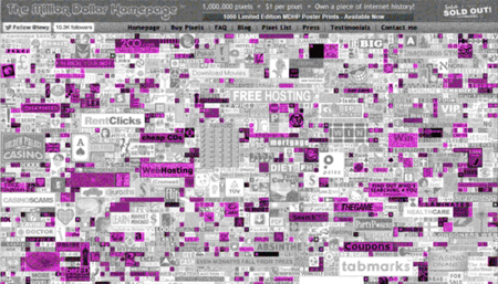 Los enlaces rotos de The Million Dollar Homepage. La imagen de la semana
