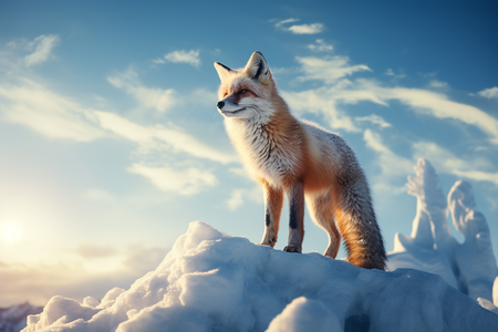 A Red Fox Stands On Top Of Something At A Snow Fie Dd760f50 4fa8 4865 929f E1e059dc1568