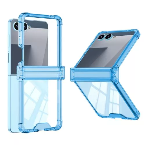 Funda para Samsung Galaxy Z Flip7, Funda Protectora Transparente Ligera De Moda, Protección De Bisagras (Azul,Samsung Galaxy Z Flip7)