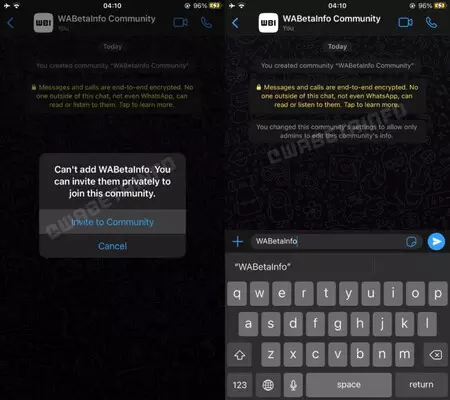 iOS 版 WhatsApp の現在の状態のコミュニティ