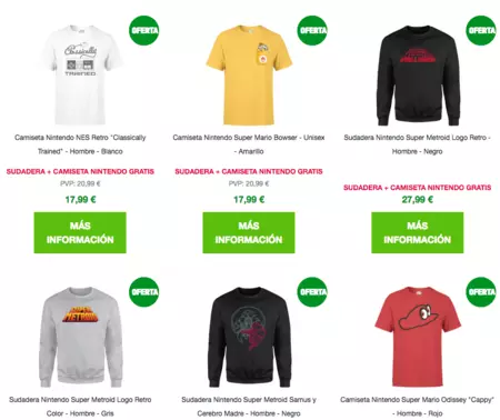 Sudaderas oficiales Nintendo, con camiseta de regalo, por 27,99 euros en Zavvi
