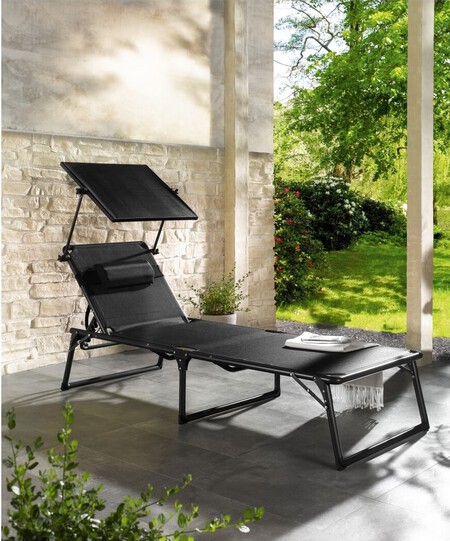 Tumbona De Aluminio Con Parasol