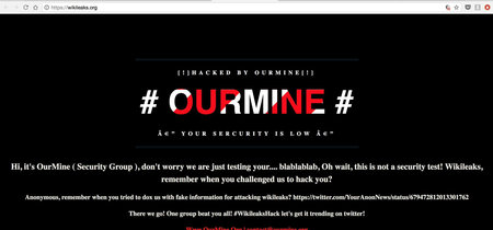 OurMine afirma haber hackeado la web de WikiLeaks, cumpliendo así el reto