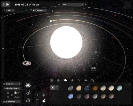 Un simulador de estrellas y planetas