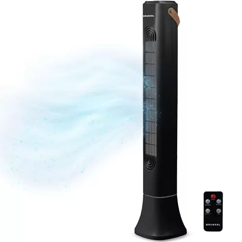 Grunkel Torre de Ventilación de 50W TF-DSGNG | 3 Velocidades | 3 Modos Normal/Natural/Sueño | Oscilación Electrónica | Temporizador 1-7h | Mando a Distancia | 93 cm (Negro)