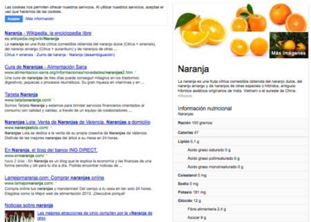 Google ya nos da información nutricional en español al buscar alimentos