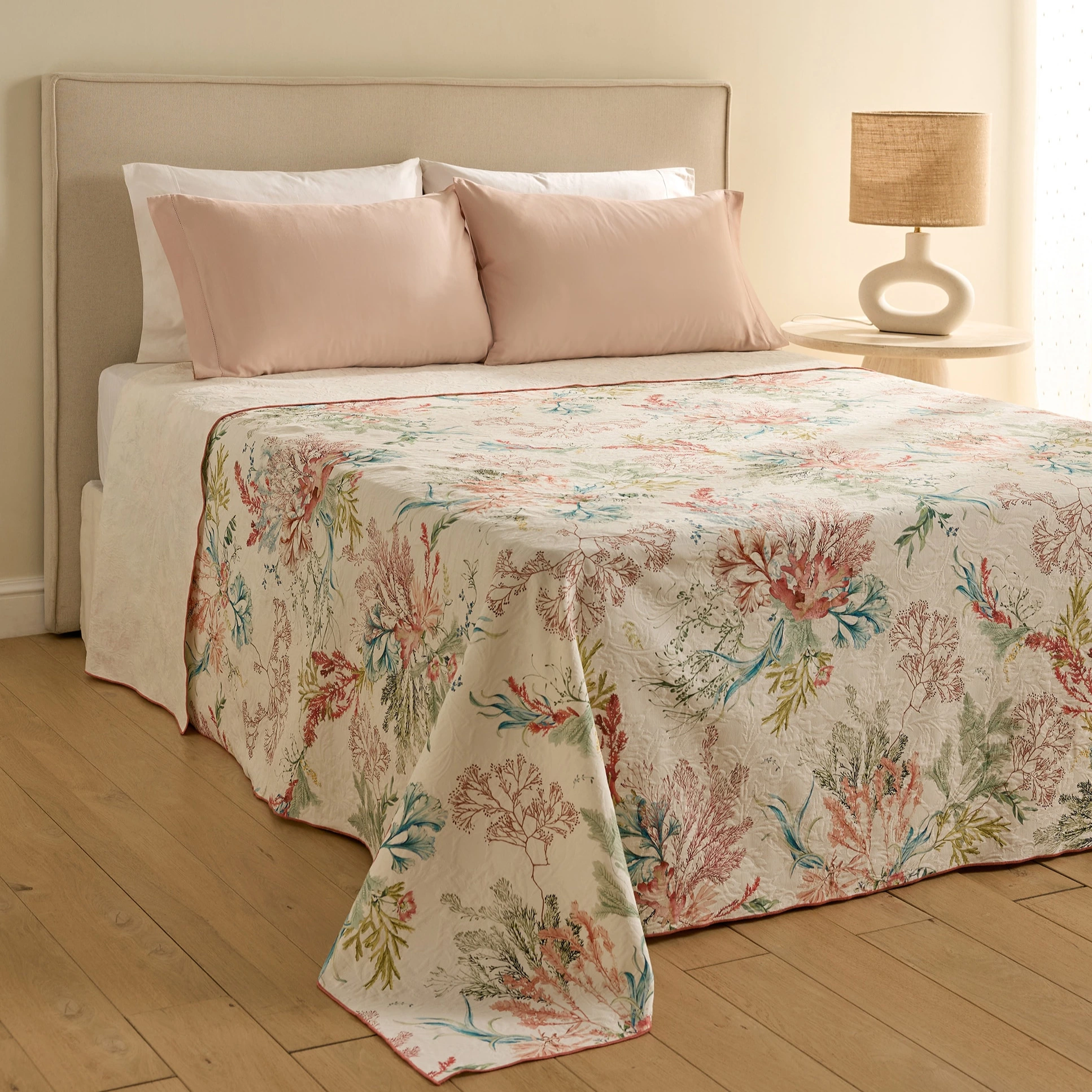 Colcha algodón Irvette Coral Cama 90 cm
