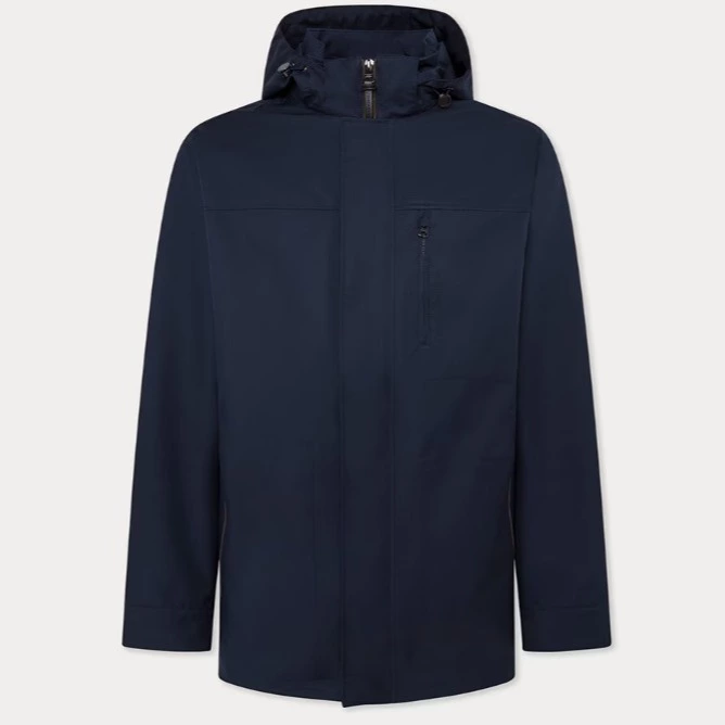 Hackett London Parka de hombre con capucha ajustable y tapeta oculta